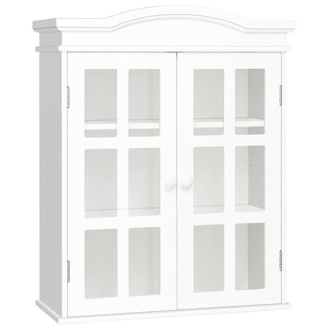 White Wall Mounted 2 Door Bathroom Storage Cabinet