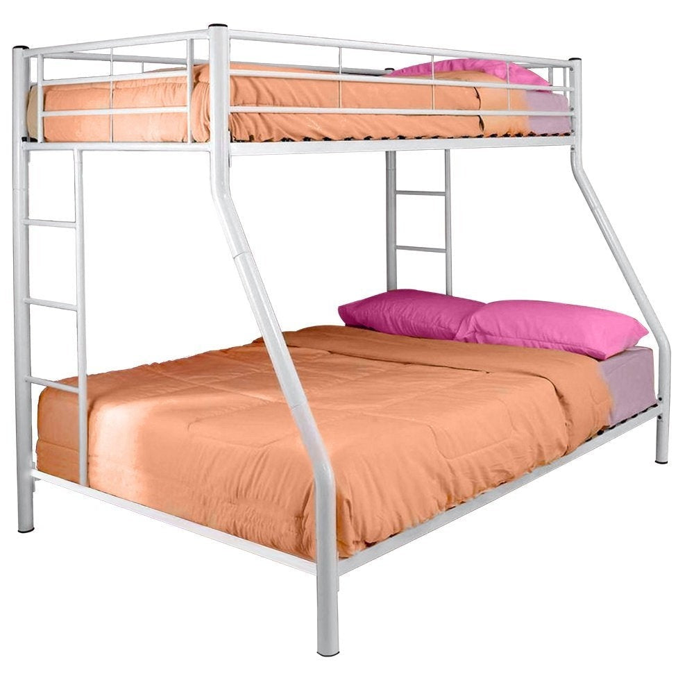 White Metal Twin over Full Bunk Bed