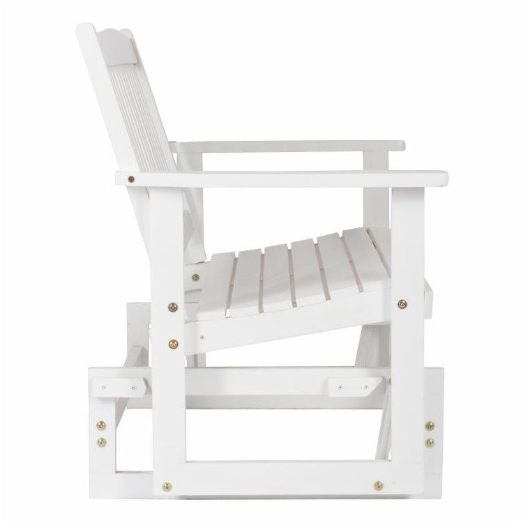 Traditional Solid Cedar White Patio Glider Swing Bench