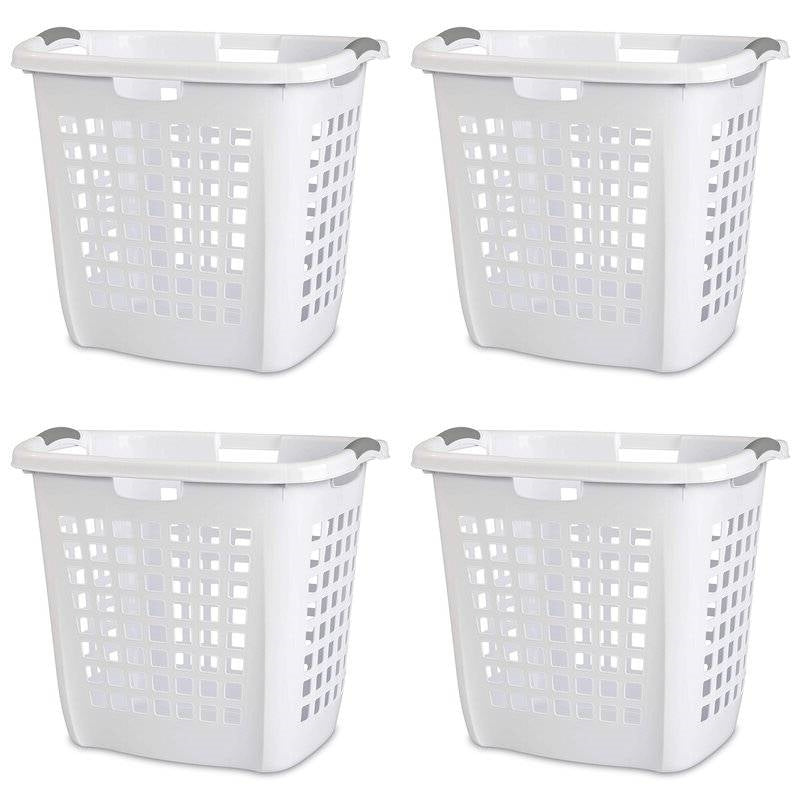 Set of 4 Heavy Duty Plastic Laundry Hamper Dirty Clothes Basket