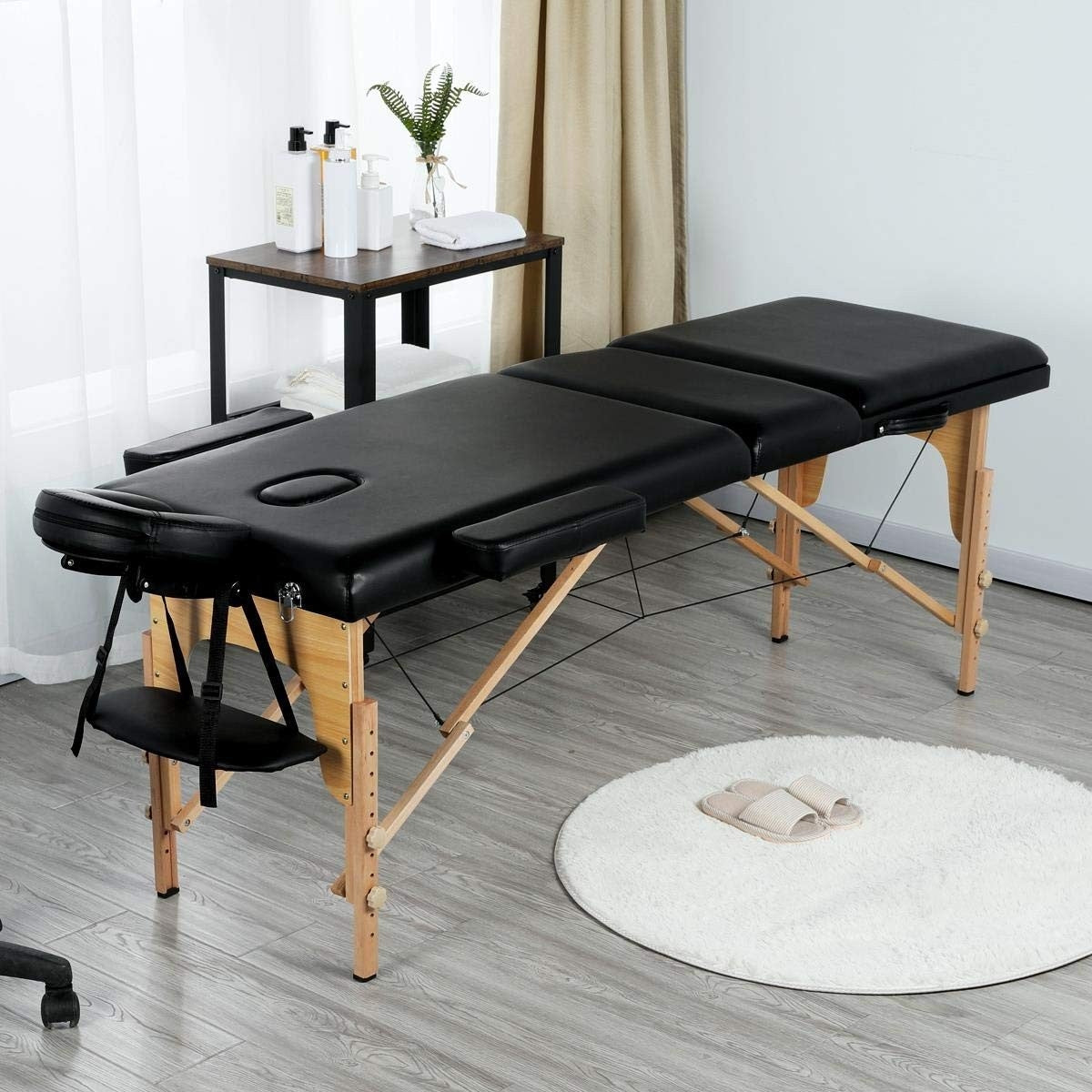 Black Adjustable Portable Massage Tattoo Folding Elevated Table