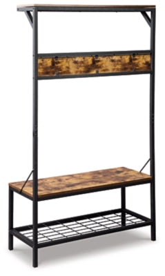 Ashley Signature Design Bevinfield Hall Tree with Storage Bench Brown/Black ZH141228